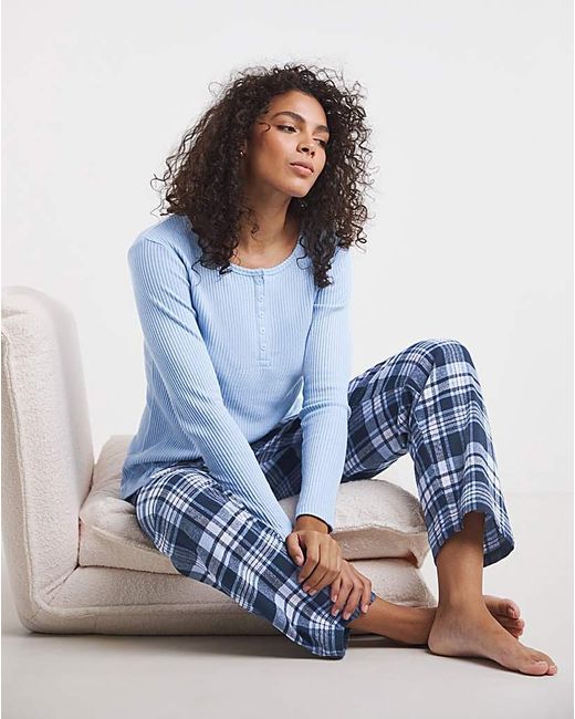 Pretty Secrets Blue Henley Pj Set