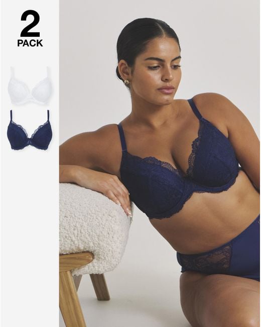 Pretty Secrets Blue 2 Pack Ella Padded Plunge Wired Bras