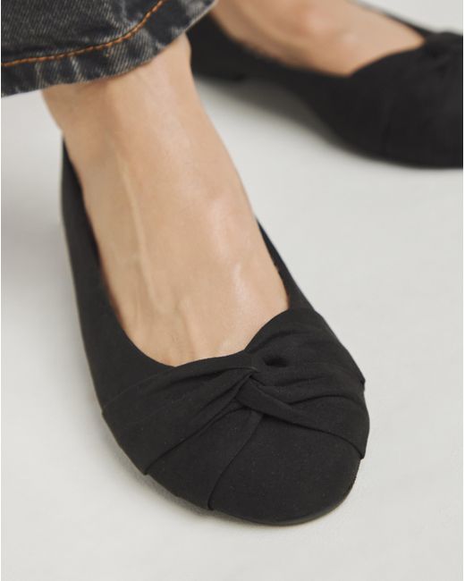 Simply Be Gray Twist Front Ballerina Shoes Ex Wide Fit
