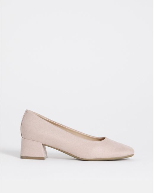 Heavenly Soles Natural Low Block Heel Court Shoes Wide