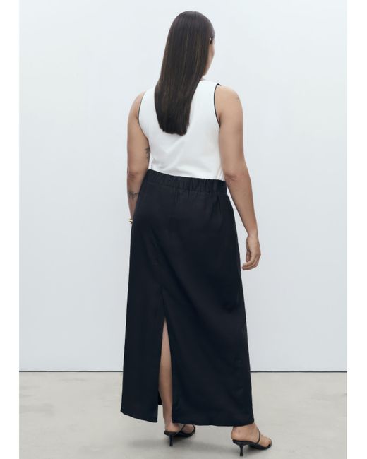 Mango White Midi Satin Skirt