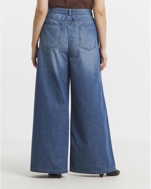 Simply Be Blue Lightweight Palazzo Jeans