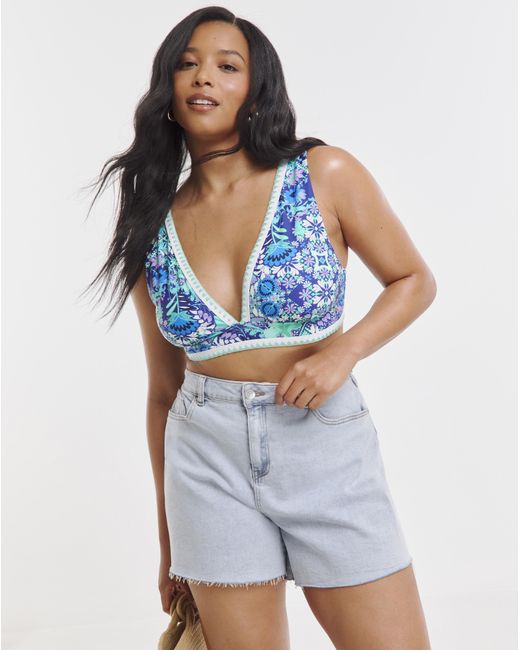 Figleaves Blue Figleaves Frida Plunge Bikini Top
