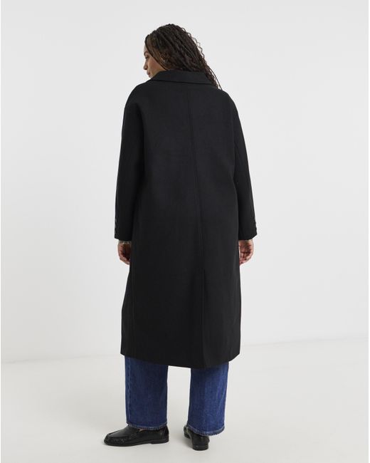 Simply Be Blue Midaxi Faux Wool Coat