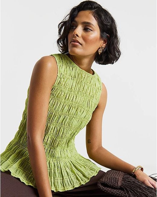 Simply Be Green Shirred Top
