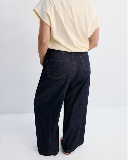 Mango Blue Wide Leg Rinse-Wash Jeans