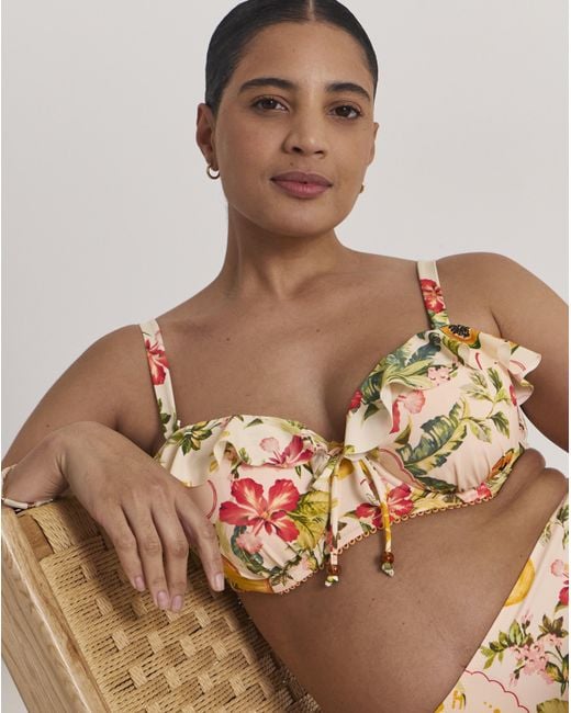 Figleaves Brown Frill Bandeau Bikini Top