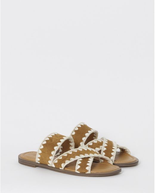 Simply Be Natural Whipstitch Flat Sandals Wide