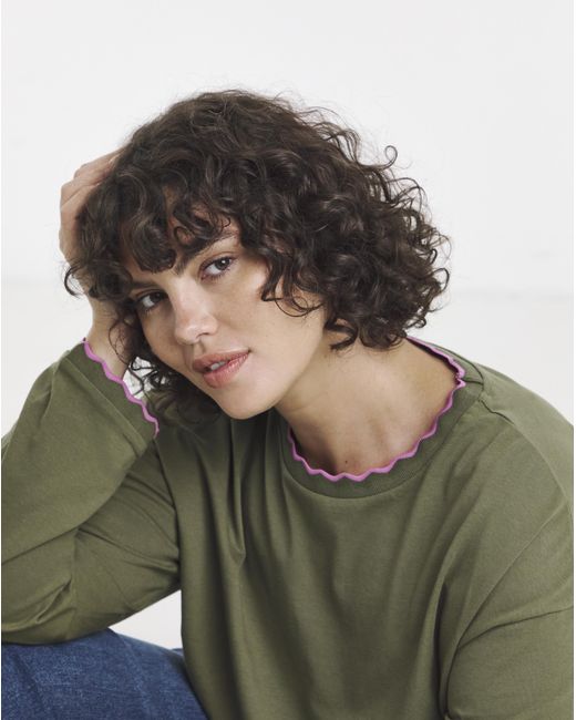 Simply Be Green Ls Scallop Edge Top