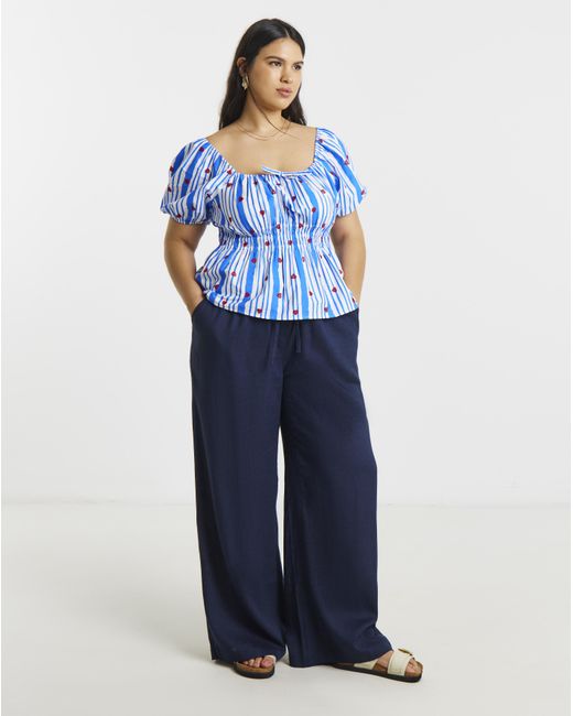Simply Be Blue Embroidered Top