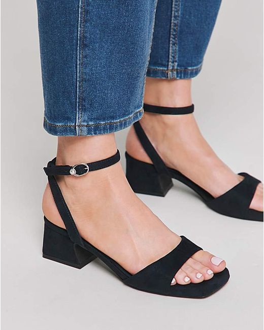 Simply Be Blue Barely There Low Block Heel Ex Wide