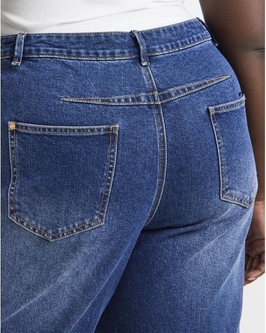 Simply Be Blue Dart Detail Tapered Jeans