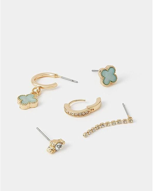 Accessorize White 5-Pack Clover Stud & Hoop