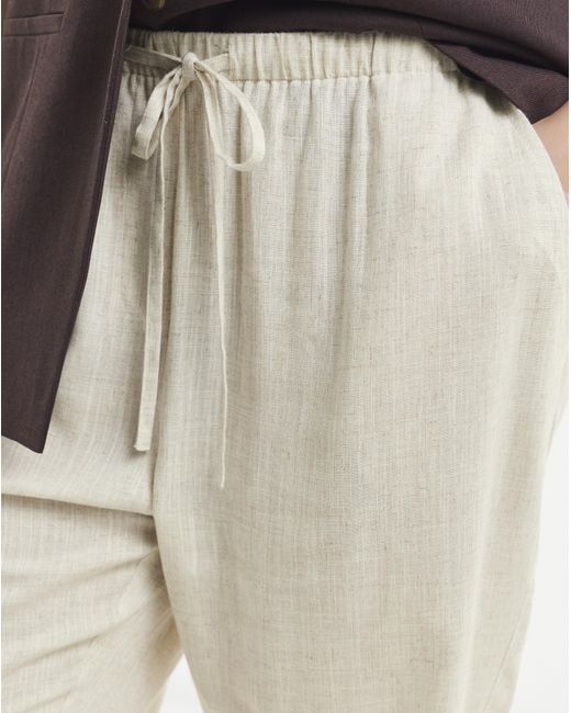 Simply Be White Linen Mix Tapered Trousers
