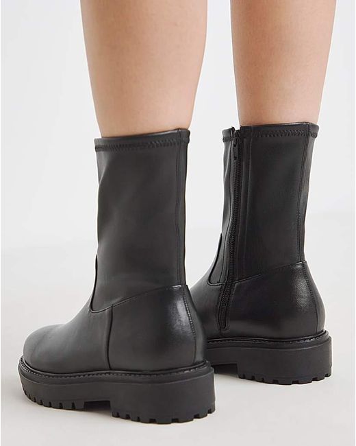 Simply Be Black Chunky Ankle Boot Wide