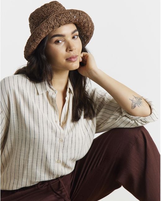 JD Williams Brown Crochet Bucket Hat