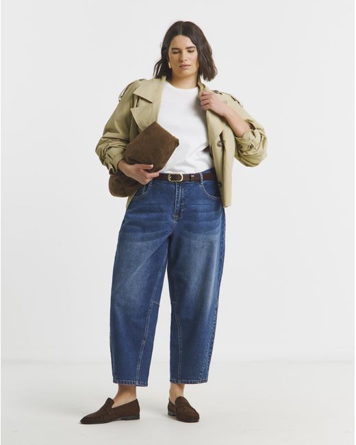 Simply Be Blue Cropped Tapered Jeans