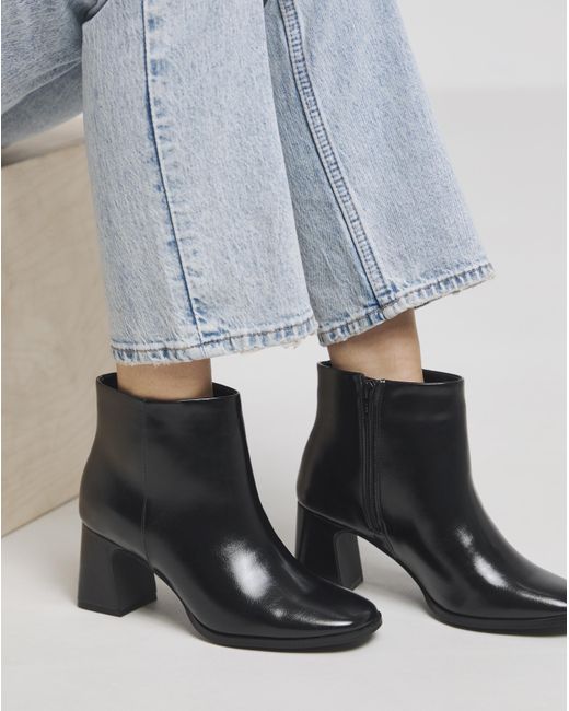 Simply Be Blue Block Heel Low Cut Boots Standard