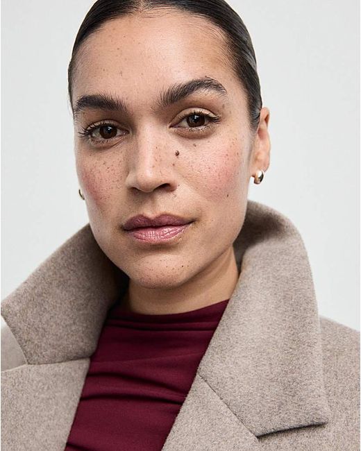 Mango Brown Wool Mix Double Breasted Coat