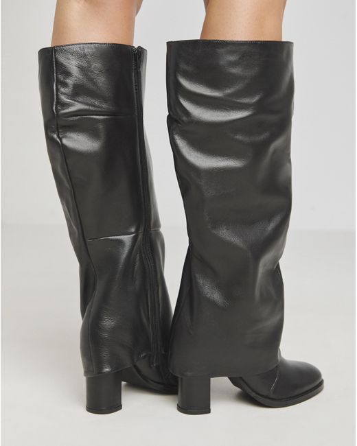 Simply Be Gray Gaiter Ruched Boot Platform Heel Wide C