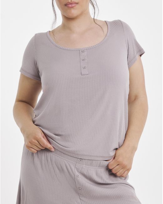 Simply Be Purple Modal Rib Shortie Set
