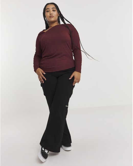 Simply Be Red Asymmetric Ruched Top