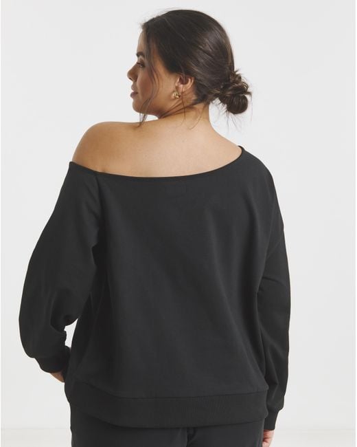 Simply Be Black Off The Shoulder Sweatshirt