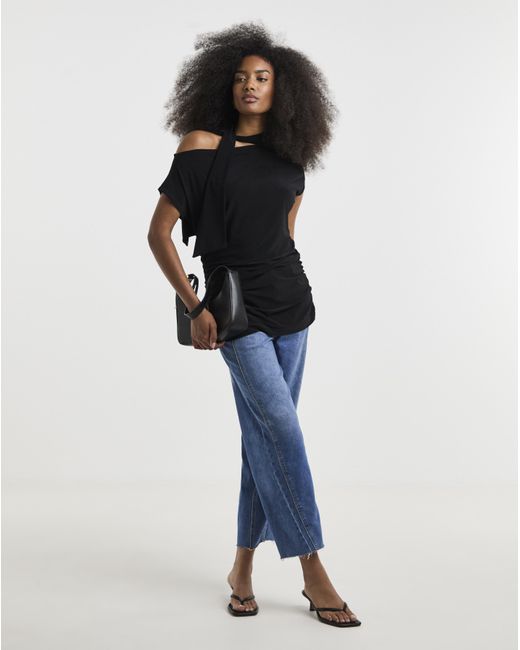Simply Be Black Off The Shoulder Scarf Top