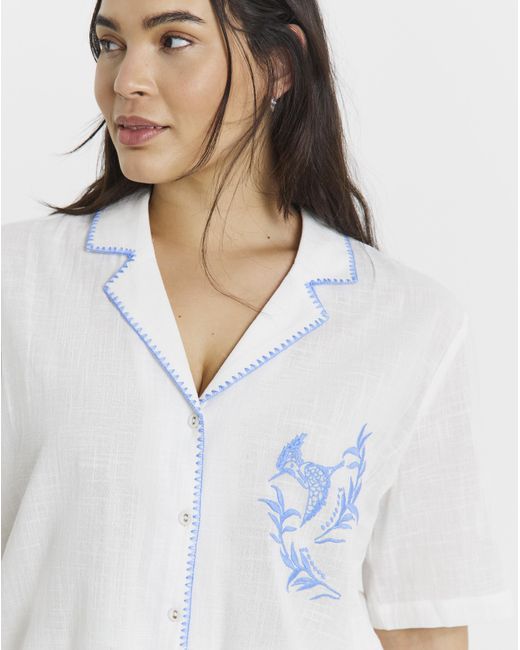 Figleaves White Embroidered Shortie Set