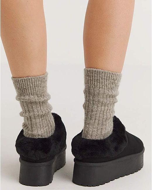 Simply Be Black Quilted Mule Slipper Boot Standard