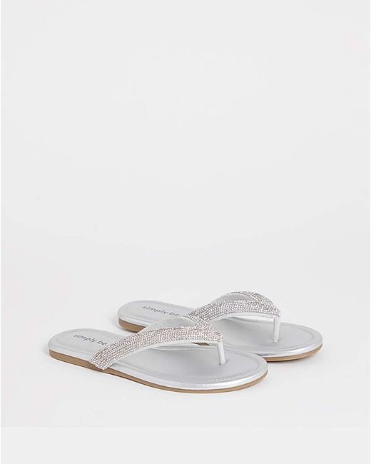 Simply Be Natural Flat Toe Post Sandals Wide Fit
