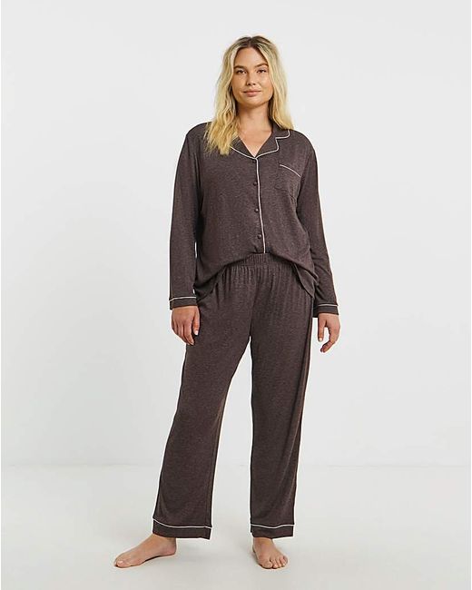 Pretty Secrets Brown Button Through Pj Set