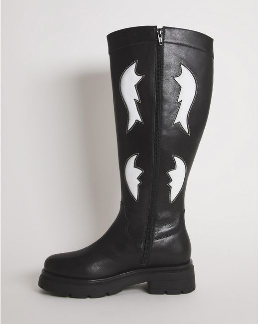Simply Be Black Western Chunky Knee Boots Wide Sc