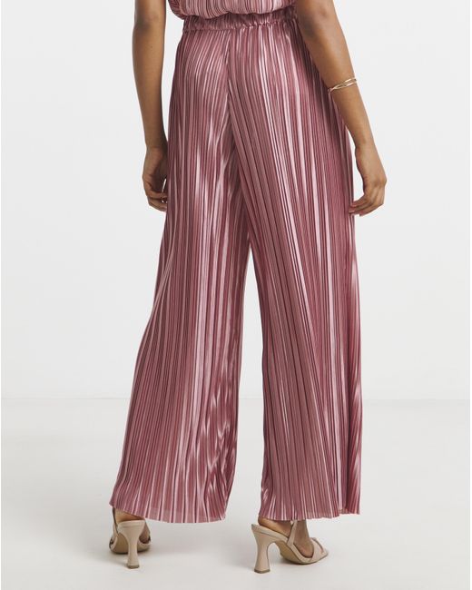 Joanna Hope Red Plisse Wide Leg Trousers