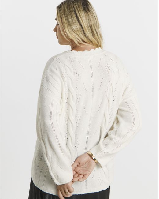 Simply Be White Scallop Edge Pointelle Tunic