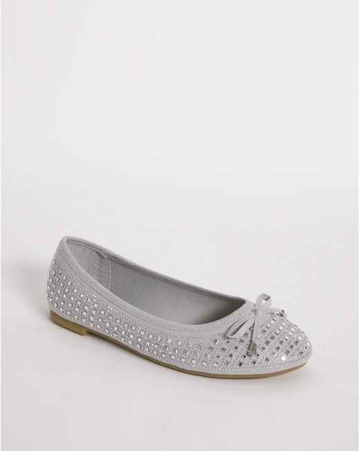 Simply Be White Embellished Ballerina Shoes Wide Fit