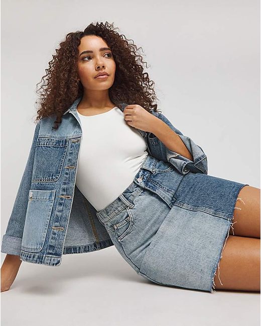 Simply Be Blue Patchwork Denim Mini Skirt