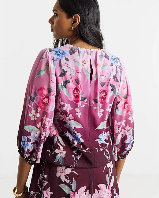 Joanna Hope Pink Bubble Hem Blouse