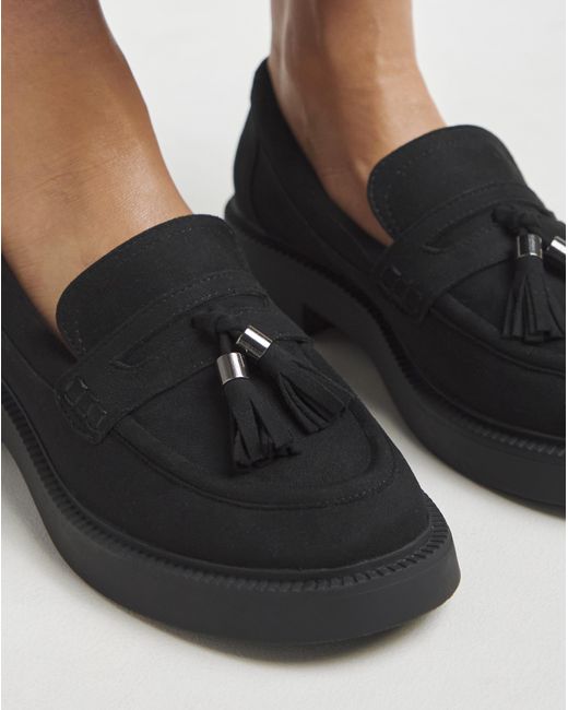 Simply Be Black Tassel Chunky Loafer Wide