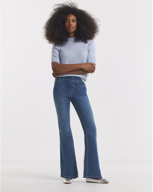 Simply Be Blue Flared Pull On Jeggings