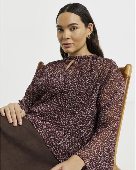 Simply Be Brown Fluted Sleeve Blouse