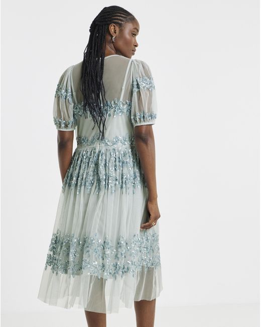 Maya Curve Blue Sequin Midi Dress