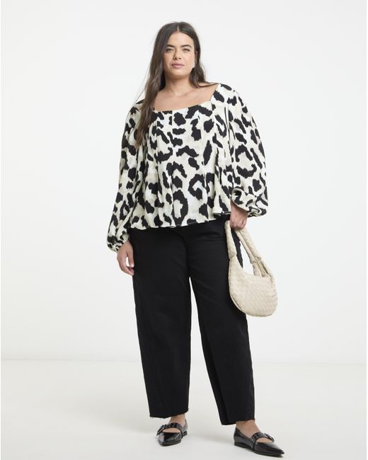 Simply Be Black Button Down Tea Blouse