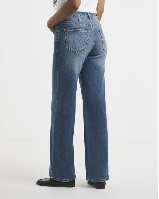 Simply Be Blue Seamed Wide Leg Jeans