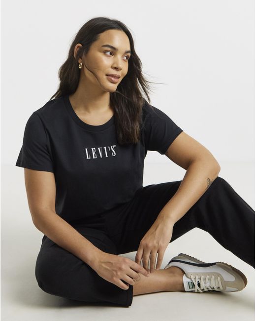 Levi's Black Perfect Tee Embroidered Caviar