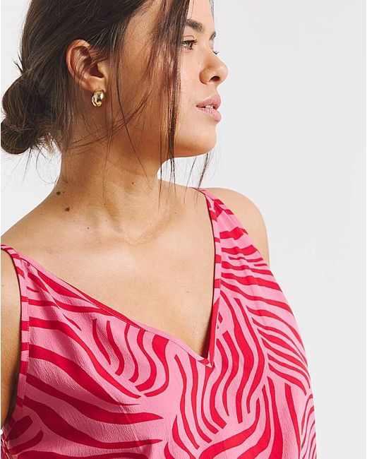 Simply Be Red Zebra V Neck Cami