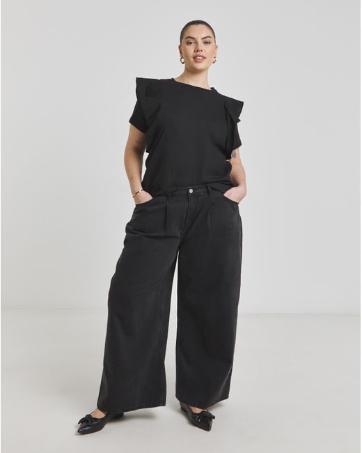 Simply Be Black Ruffle T-Shirt