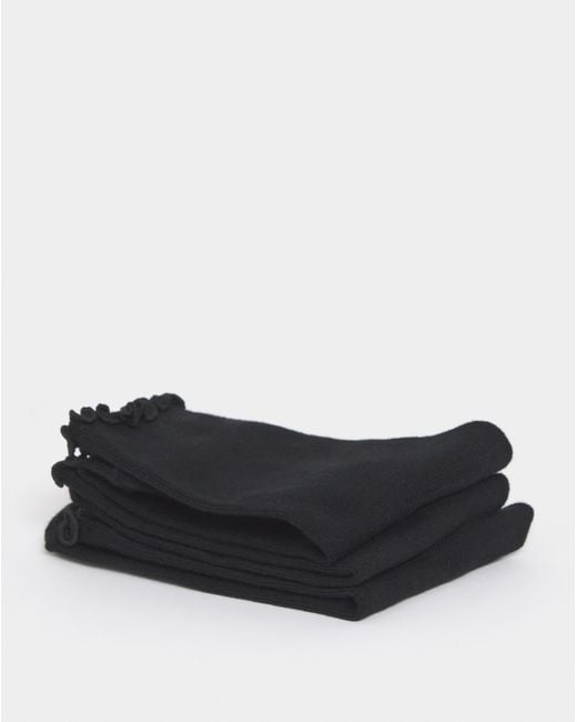 Pretty Secrets Black Basic Lettuce Hem Socks
