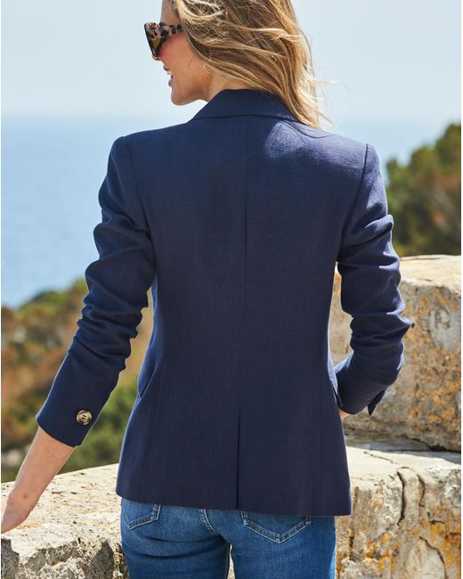 Sosandar Blue Tuxedo Blazer Jacket