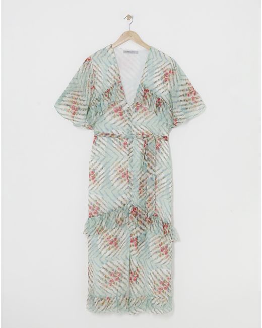 Hope & Ivy Natural Lotta Floral Maxi Dress